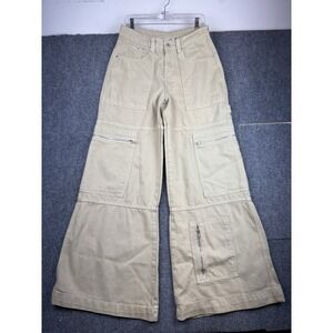 Ragged Priest Women's Sweeper Cargo Wide Leg Jeans Size 28 Denim Skater Baggy